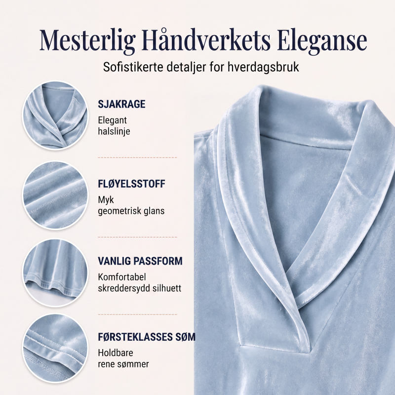 Elegant fløyels-topp med V-hals for kvinner