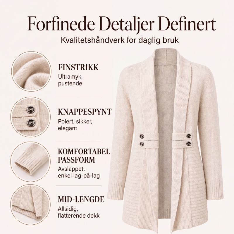 Dame-kauslig dobbeltspent strikket kardigan