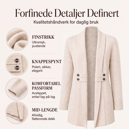 Dame-kauslig dobbeltspent strikket kardigan