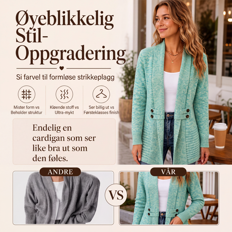 Dame-kauslig dobbeltspent strikket kardigan