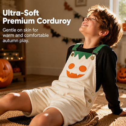 Halloween-overalls i kordfløyel for barn – shorts med seler og lommer