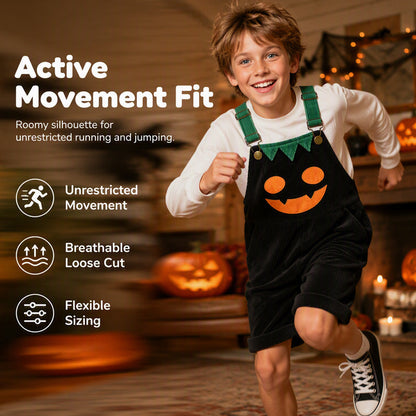 Halloween-overalls i kordfløyel for barn – shorts med seler og lommer