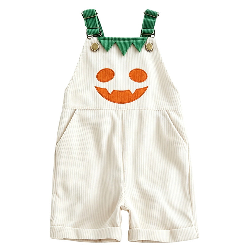 Halloween-overalls i kordfløyel for barn – shorts med seler og lommer