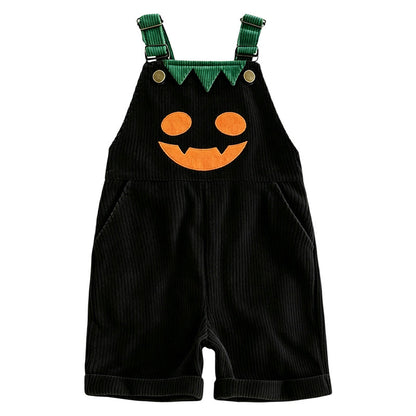 Halloween-overalls i kordfløyel for barn – shorts med seler og lommer