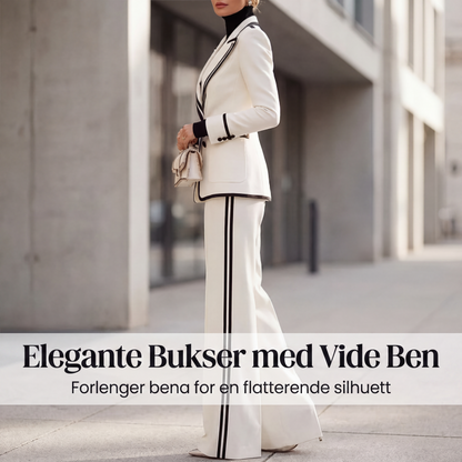 Dameblazer og -buksesett med kontrastkant