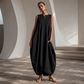 🌸Ermeløs jumpsuit med V-hals og vide ben for damer, med lommer