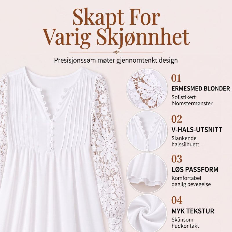 Damekjole med blonder og lange ermer