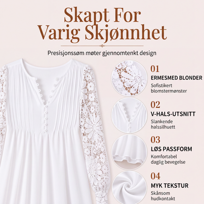 Damekjole med blonder og lange ermer