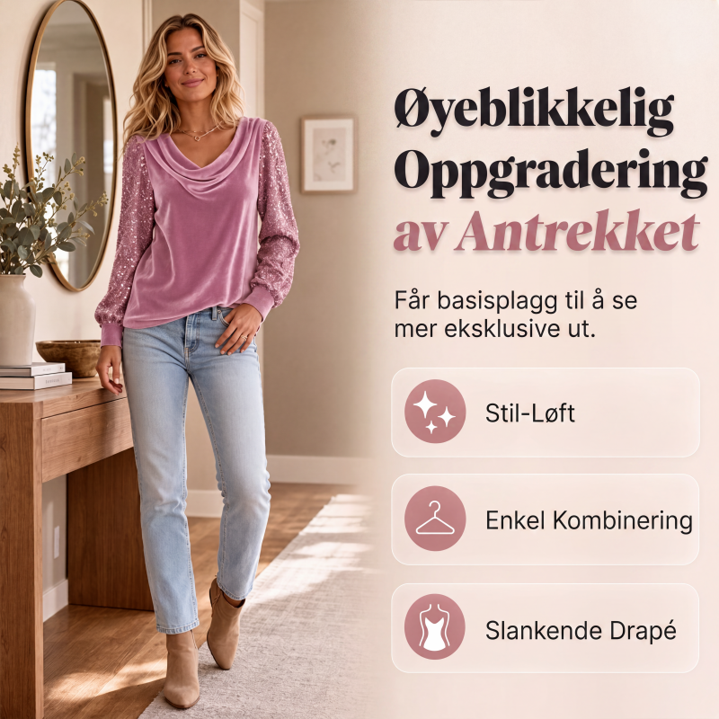 Skinnende fløyel langermet topp