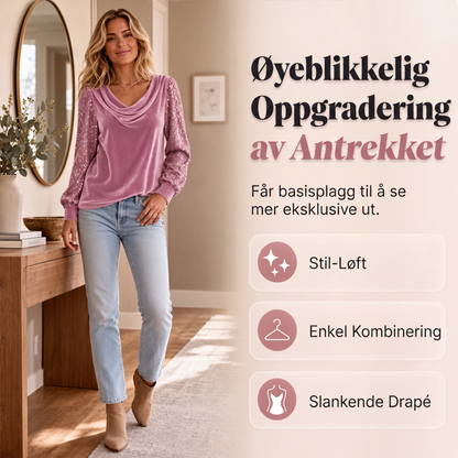 Skinnende fløyel langermet topp