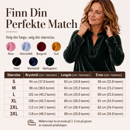 Elegant fløyels-topp med V-hals for kvinner