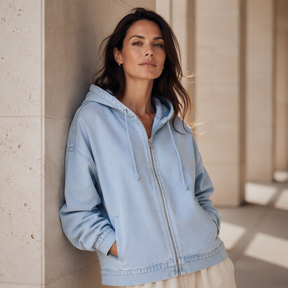 🎁💥Relaxed zip-jakke med hette for damer
