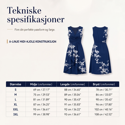 Flatterende midikjole med V-hals