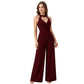 Elegant jumpsuit for kvinner med halterneck, blonder og plissert, vid ben