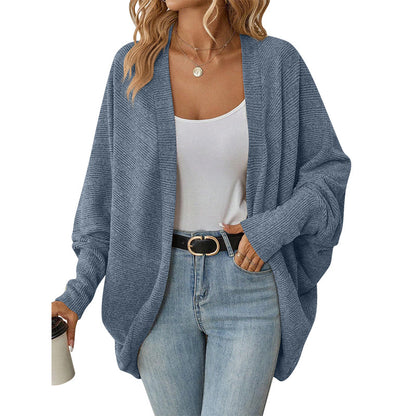 Løstsittende batvinget strikket cardigan for kvinner
