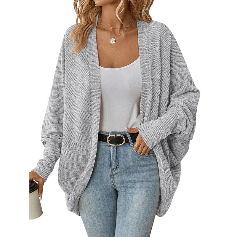 Løstsittende batvinget strikket cardigan for kvinner