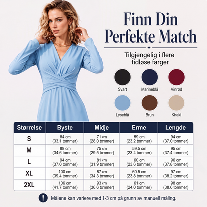 Elegant midi-kjole med V-hals for kvinner