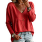 Dame casual V-hals langermet bluse