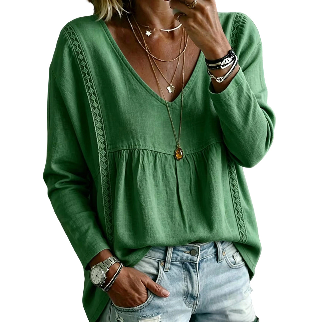 Dame casual V-hals langermet bluse