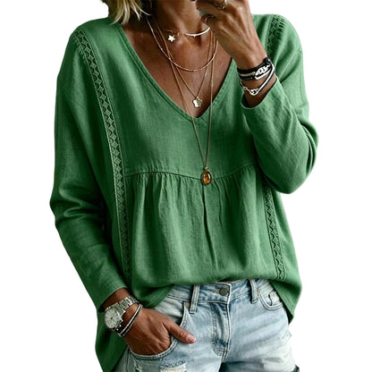 Dame casual V-hals langermet bluse