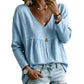 Dame casual V-hals langermet bluse