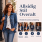 Dobbeltradet denimjakke med volanger for kvinner