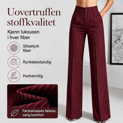 Stripete vide bukser med høy midje for kvinner