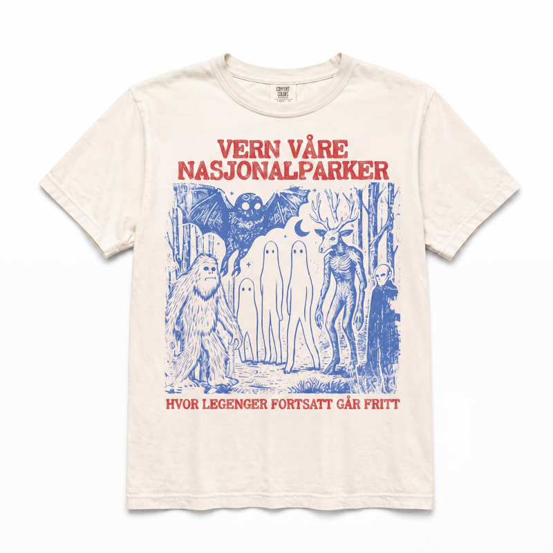 Retro Cryptid Nasjonalparker Grafisk T-skjorte