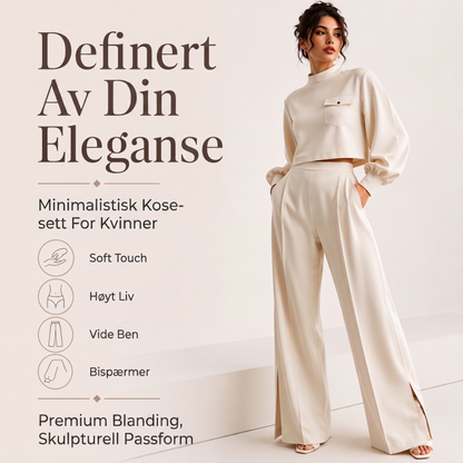 Sett med uformell kort topp og vide bukser for kvinner