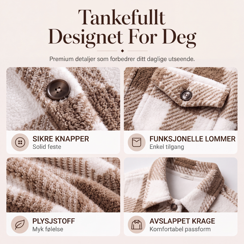 Dame rutete koselig jakke med knapper