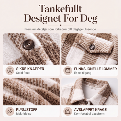 Dame rutete koselig jakke med knapper
