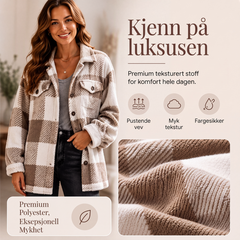 Dame rutete koselig jakke med knapper
