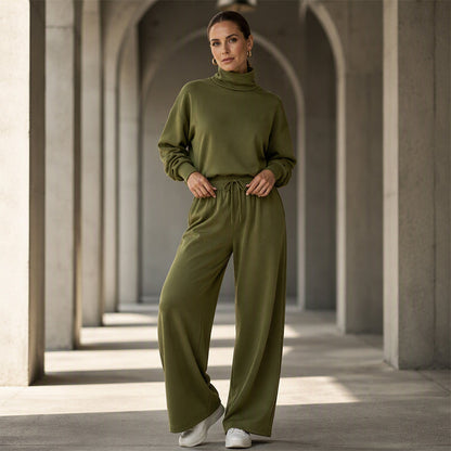 🍂Casual todelt buksesett for kvinner – Stilig todelt antrekk med vide ben for en koselig hverdagsstil🤍