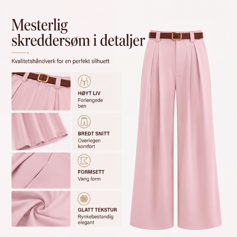 Elegante høytaljede vide dressbukser for kvinner