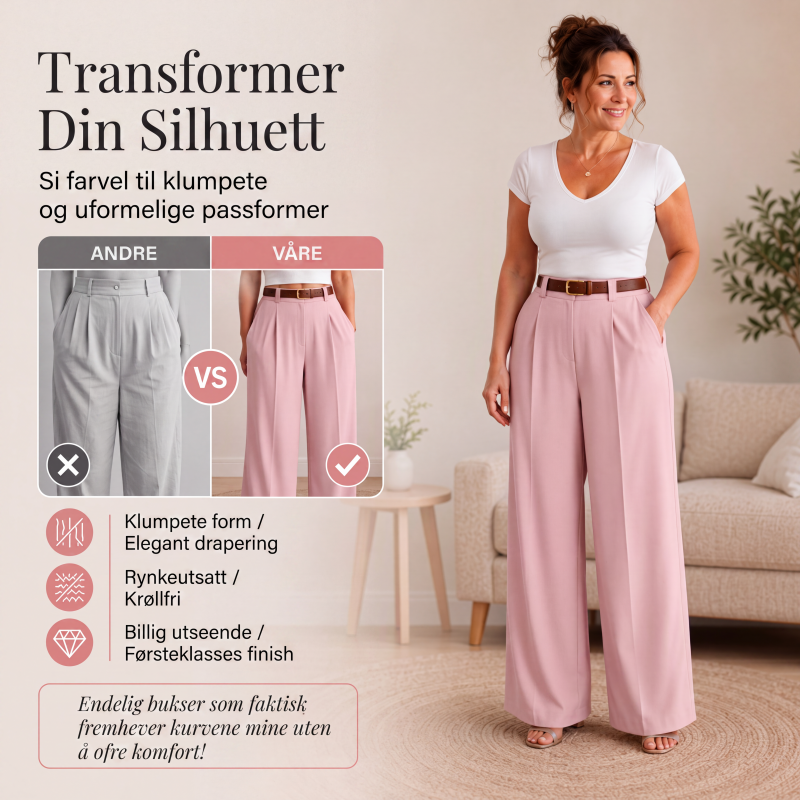 Elegante høytaljede vide dressbukser for kvinner