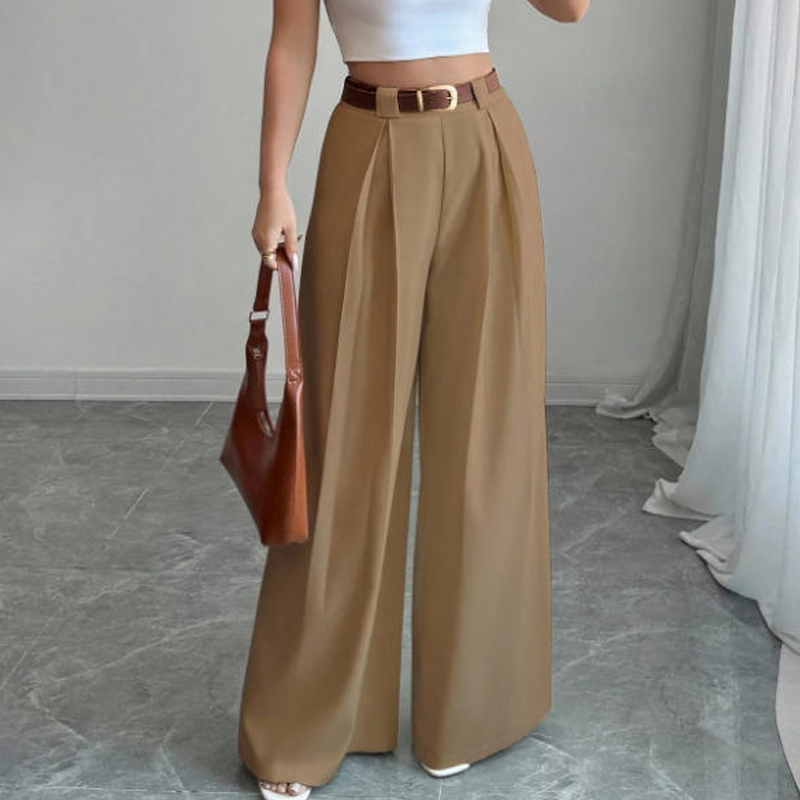 Elegante høytaljede vide dressbukser for kvinner