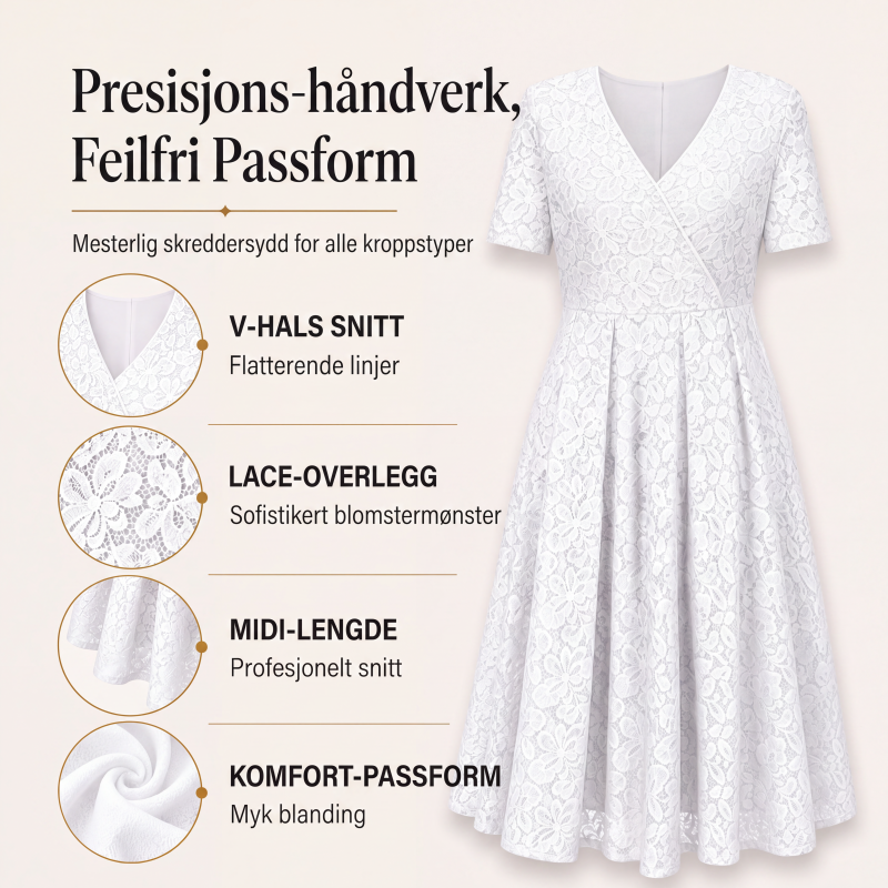 Elegant blondekjole med V-hals for kvinner