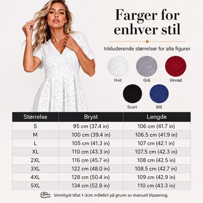 Elegant blondekjole med V-hals for kvinner