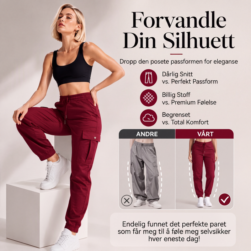 Cargobukser med snøring i midjen for kvinner, casual stil