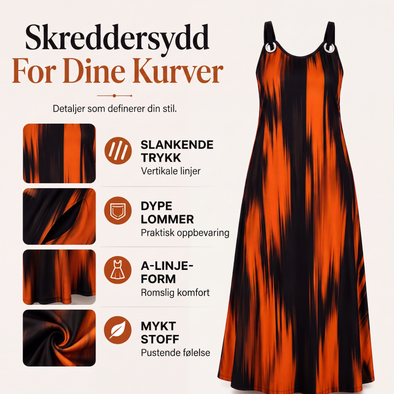 Størrelsesplus klesdeler for kvinner, ermeløs striket kjole