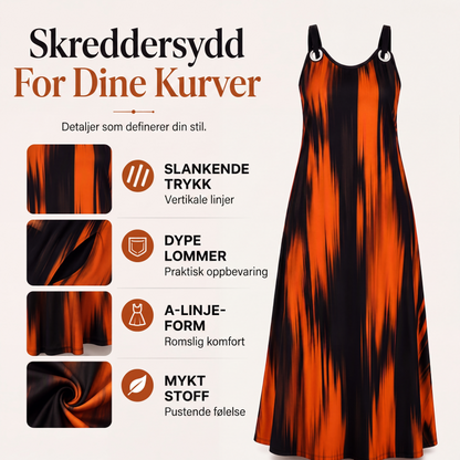 Størrelsesplus klesdeler for kvinner, ermeløs striket kjole