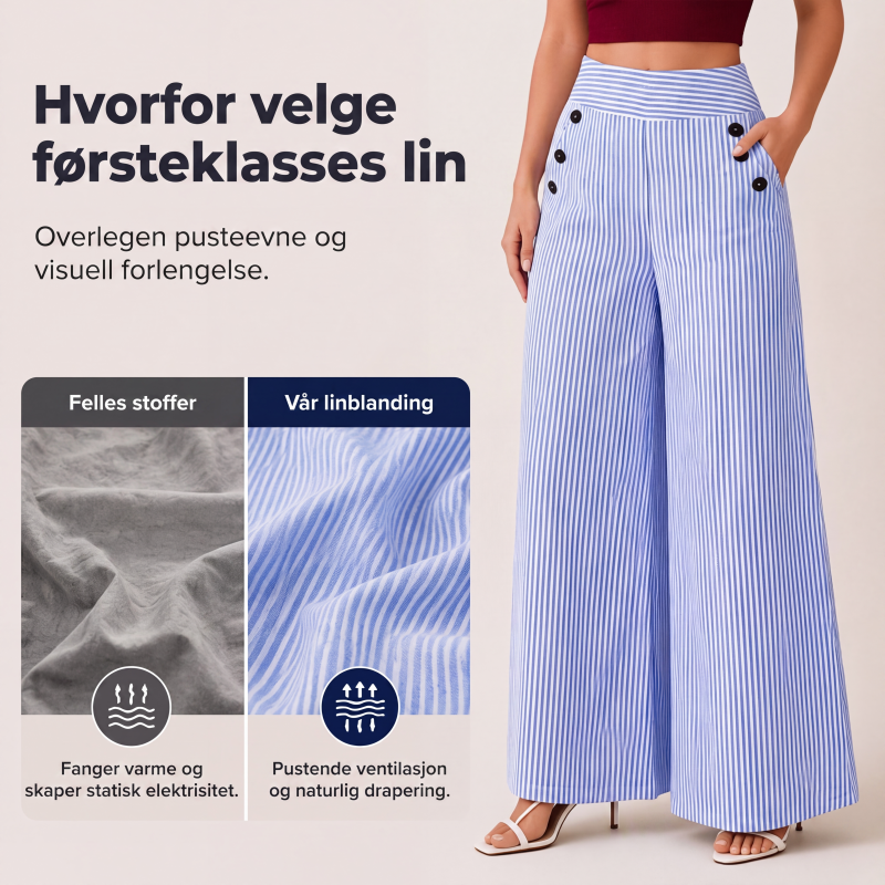 Høytaljede stripete vide bukser