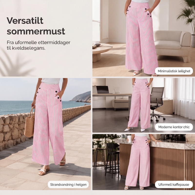 Høytaljede stripete vide bukser
