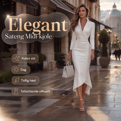 Elegant satengmidi-kjole for kvinner