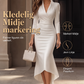 Elegant satengmidi-kjole for kvinner