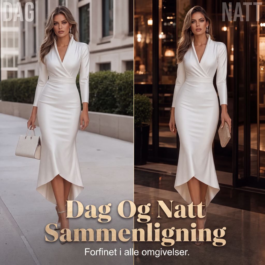 Elegant satengmidi-kjole for kvinner