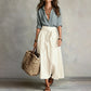 Women's Elegant Shirt & Tie-Waist Skirt Set