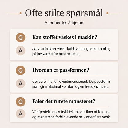 Løstsittende rutete topp med rund hals for kvinner