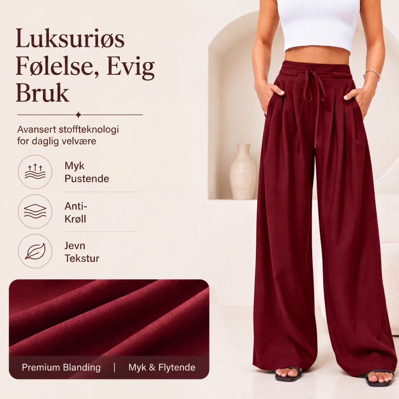Dame uformelle, flytende plisserte videbukser