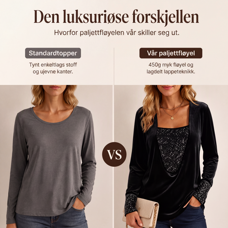 Elegant langermet topp med paljettapplikasjon for kvinner